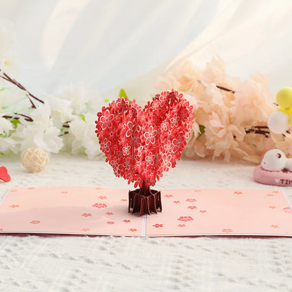 Cherry Blossom Heart Pop-Up Valentines Card
