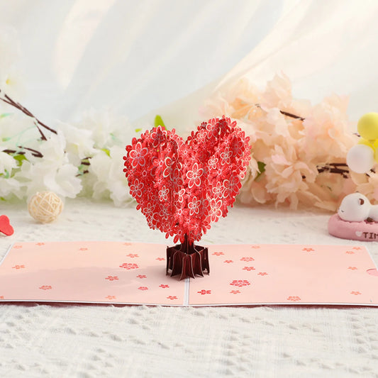 Cherry Blossom Heart Pop-Up Valentines Card