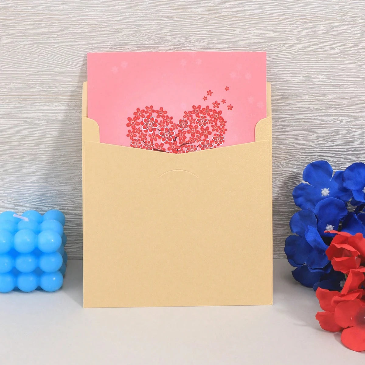 Cherry Blossom Heart Pop-Up Valentines Card