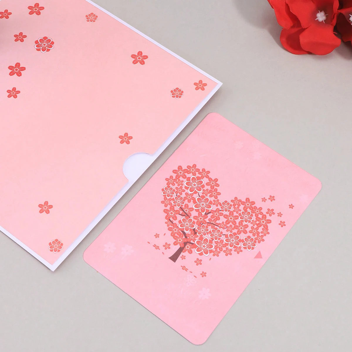 Cherry Blossom Heart Pop-Up Valentines Card
