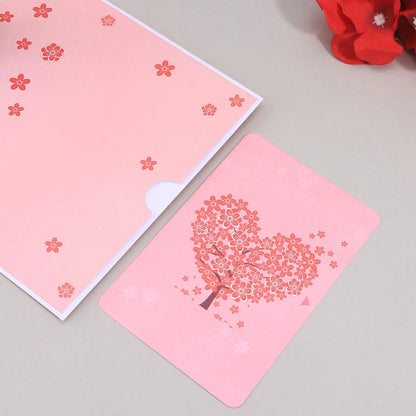Cherry Blossom Heart Pop-Up Valentines Card