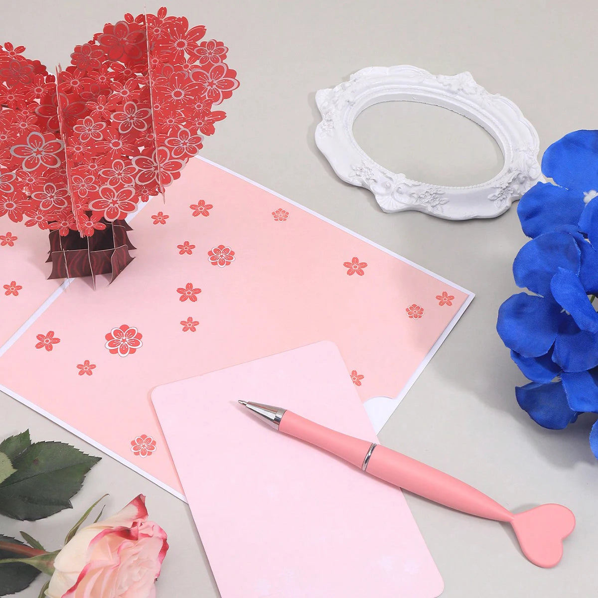 Cherry Blossom Heart Pop-Up Valentines Card