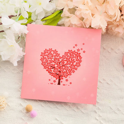 Cherry Blossom Heart Pop-Up Valentines Card