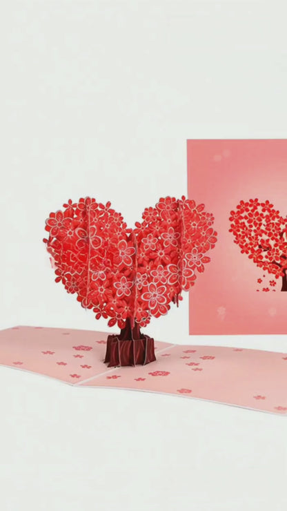 Cherry Blossom Heart Pop-Up Valentines Card